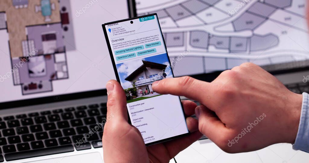 Immobilienanzeige auf einem Laptop-Bildschirm